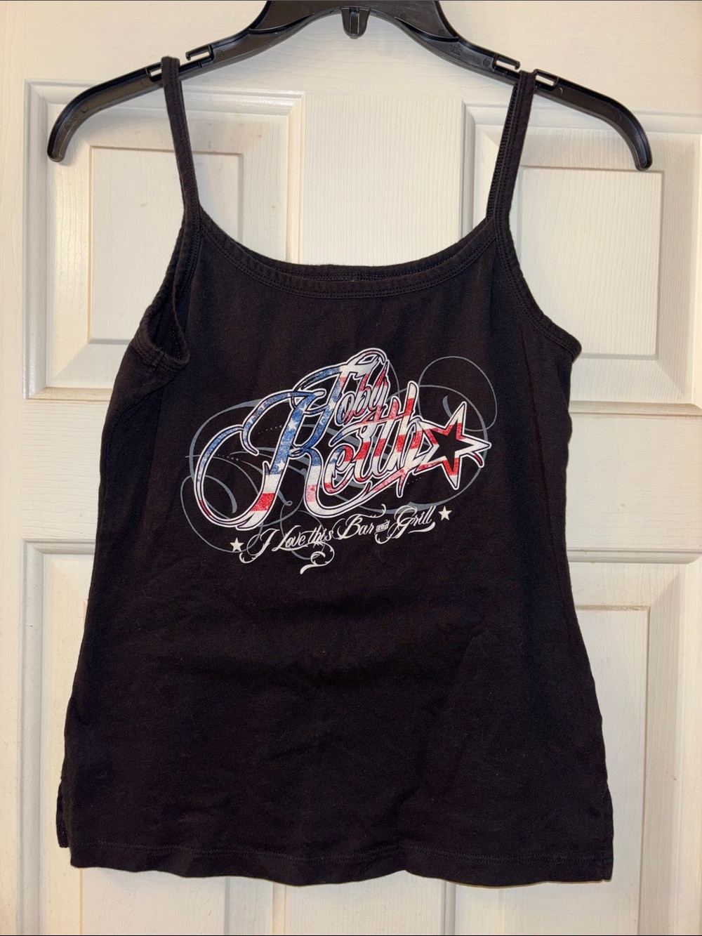 Toby Keith Spaghetti Strap Tank with Patriotic Script Small EUC